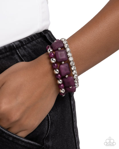 Socialite Squares - purple - Paparazzi bracelet