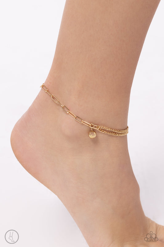Solo Sojourn - gold - Paparazzi anklet