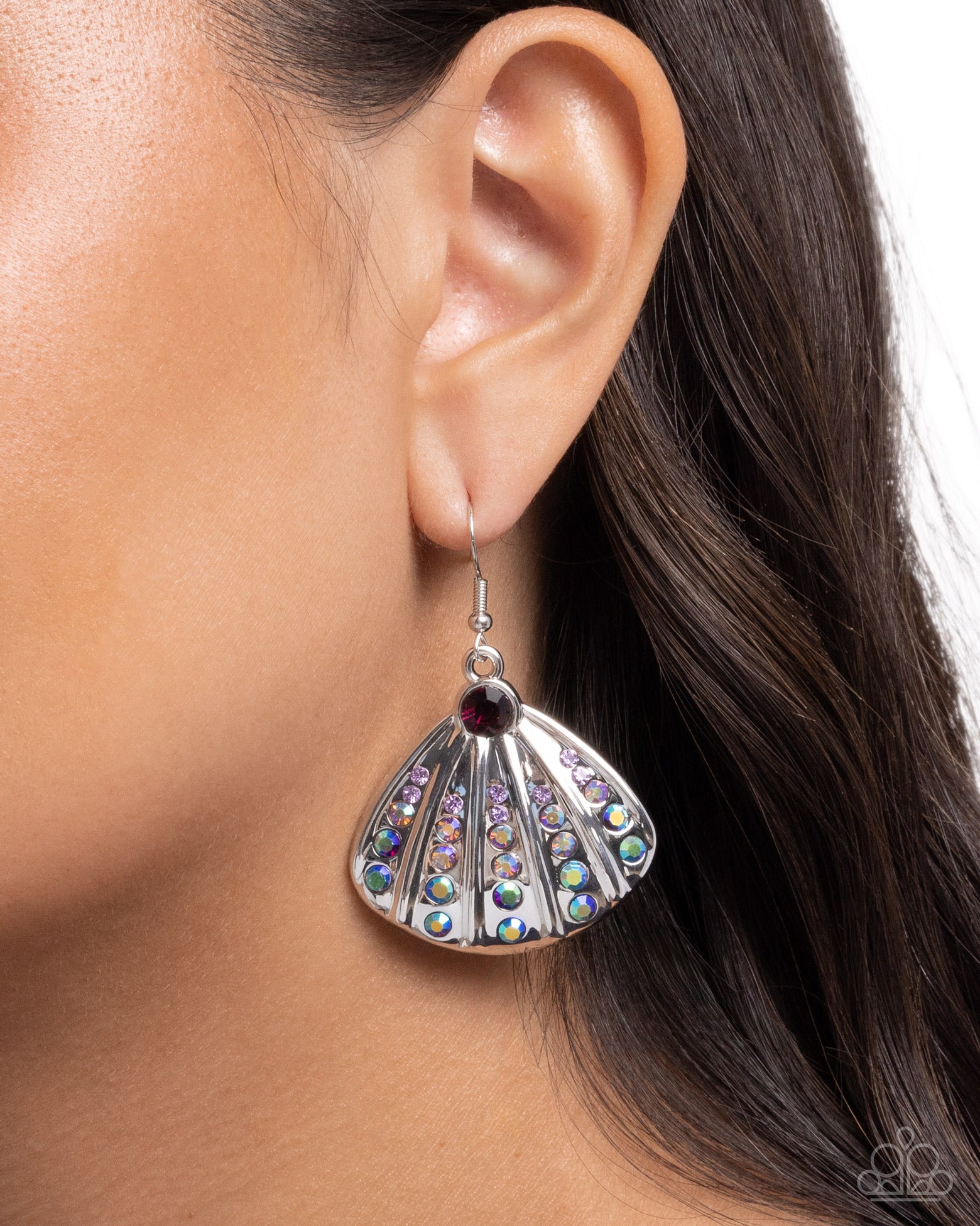 Sophisticated Seashell - purple - Paparazzi earrings