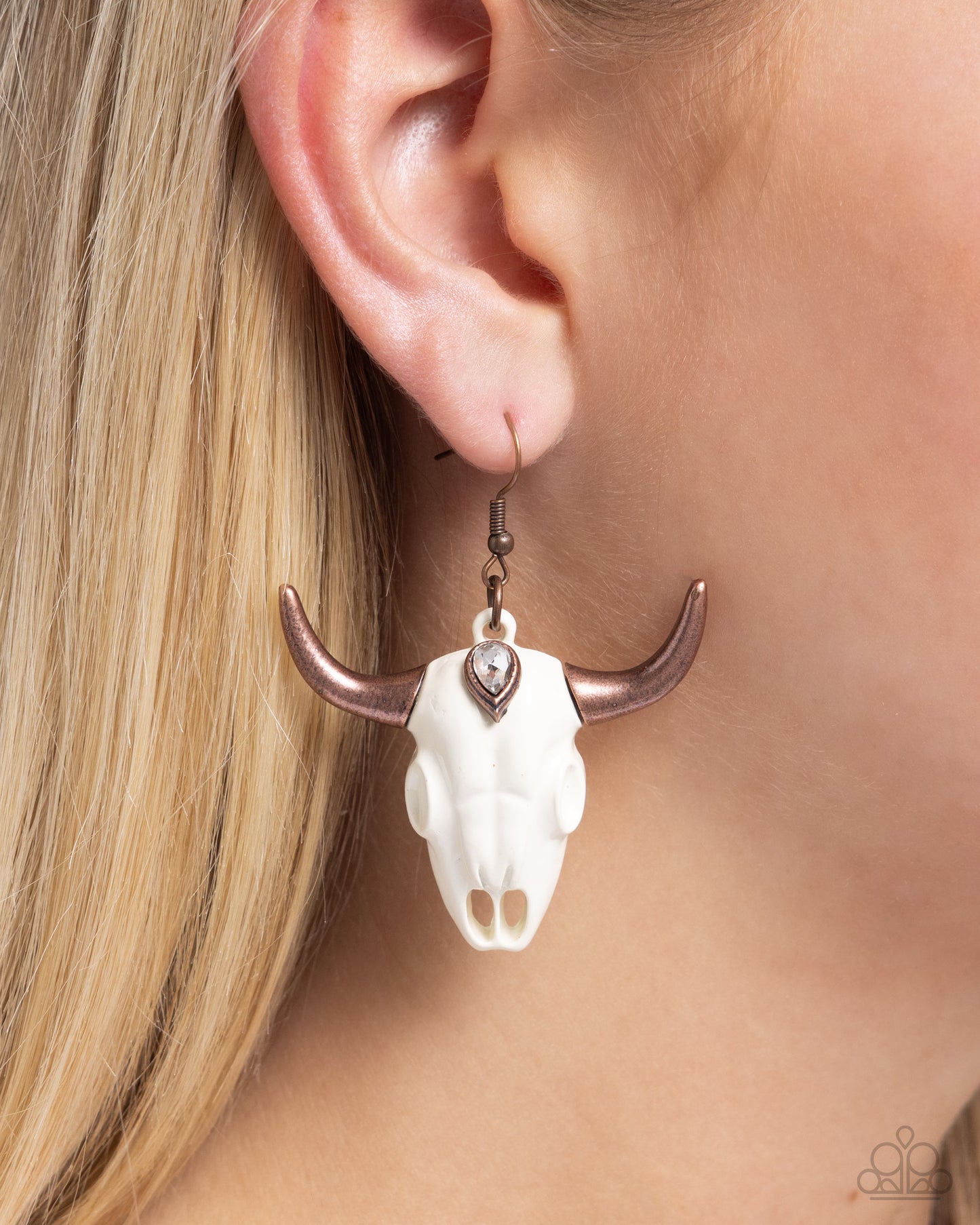 Southwestern Skull - copper - Paparazzi earrings