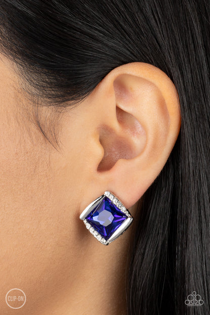 Sparkle Squared - blue - Paparazzi CLIP ON earrings