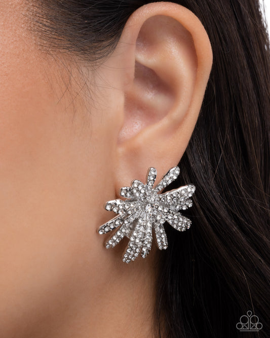 Sparkly Springtime - white - Paparazzi earrings
