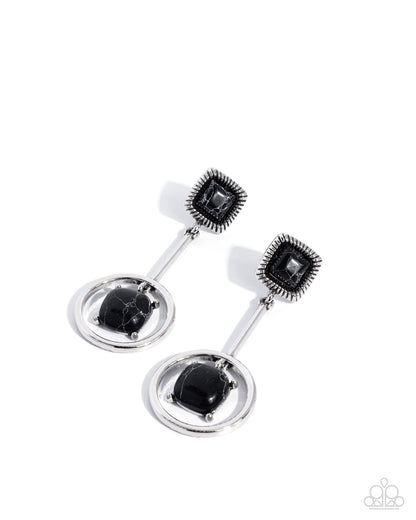 Spellbinding Squares - black - Paparazzi earrings