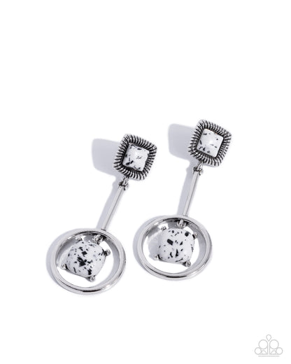 Spellbinding Squares - white - Paparazzi earrings