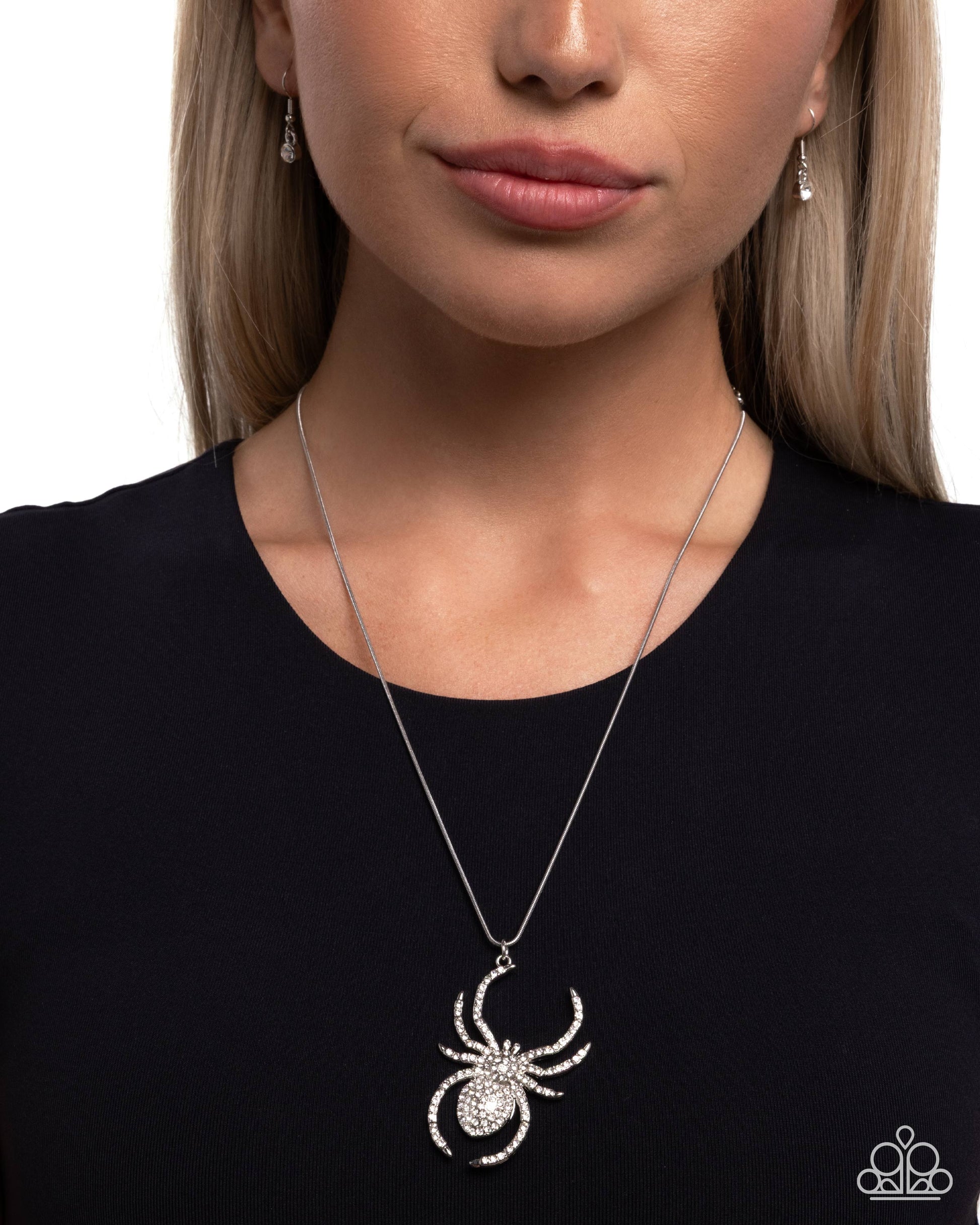 Spider Story - white - Paparazzi necklace