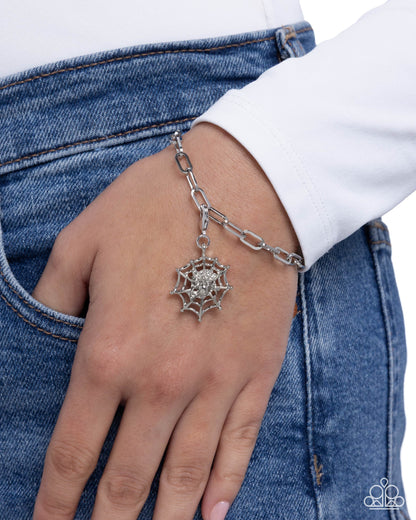 Spiderweb Selfie - silver - Paparazzi charm bracelet
