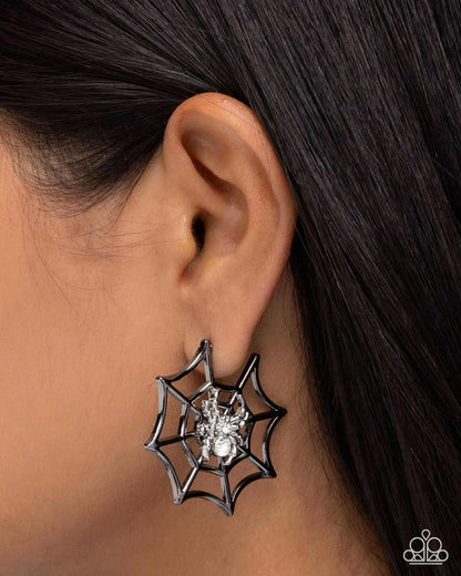 Spiderweb Showcase - black - Paparazzi earrings