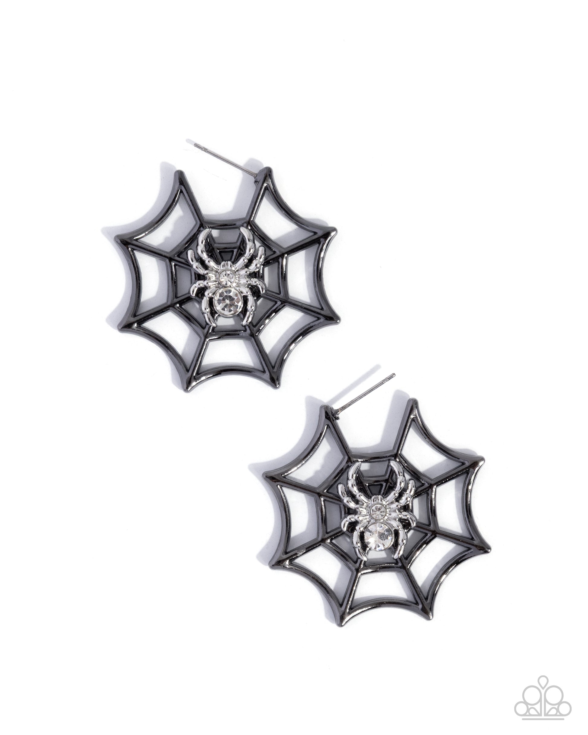 Spiderweb Showcase - black - Paparazzi earrings