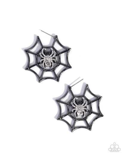 Spiderweb Showcase - black - Paparazzi earrings