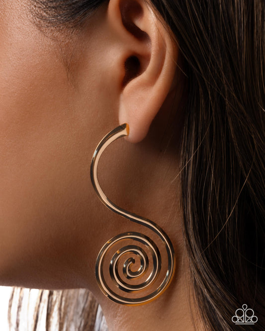 Spiral Showcase - gold - Paparazzi earrings