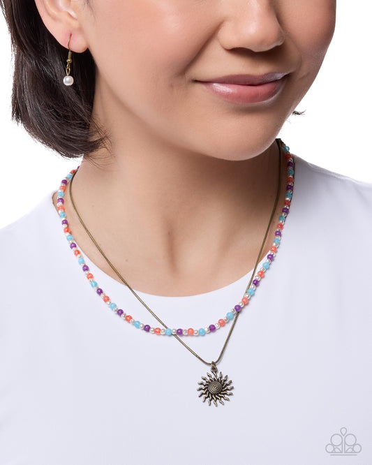 Spiraling Sunset - brass - Paparazzi necklace