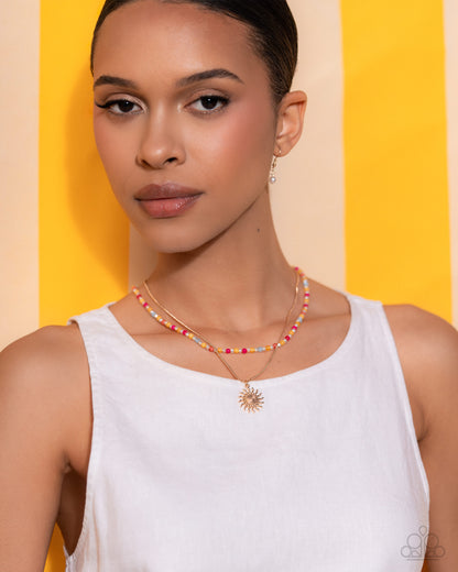 Spiraling Sunset - yellow - Paparazzi necklace