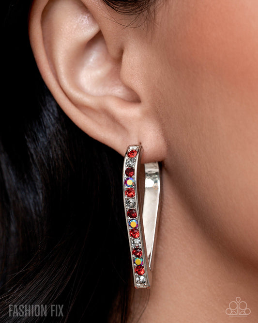 Spontaneous Shine - red - Paparazzi earrings