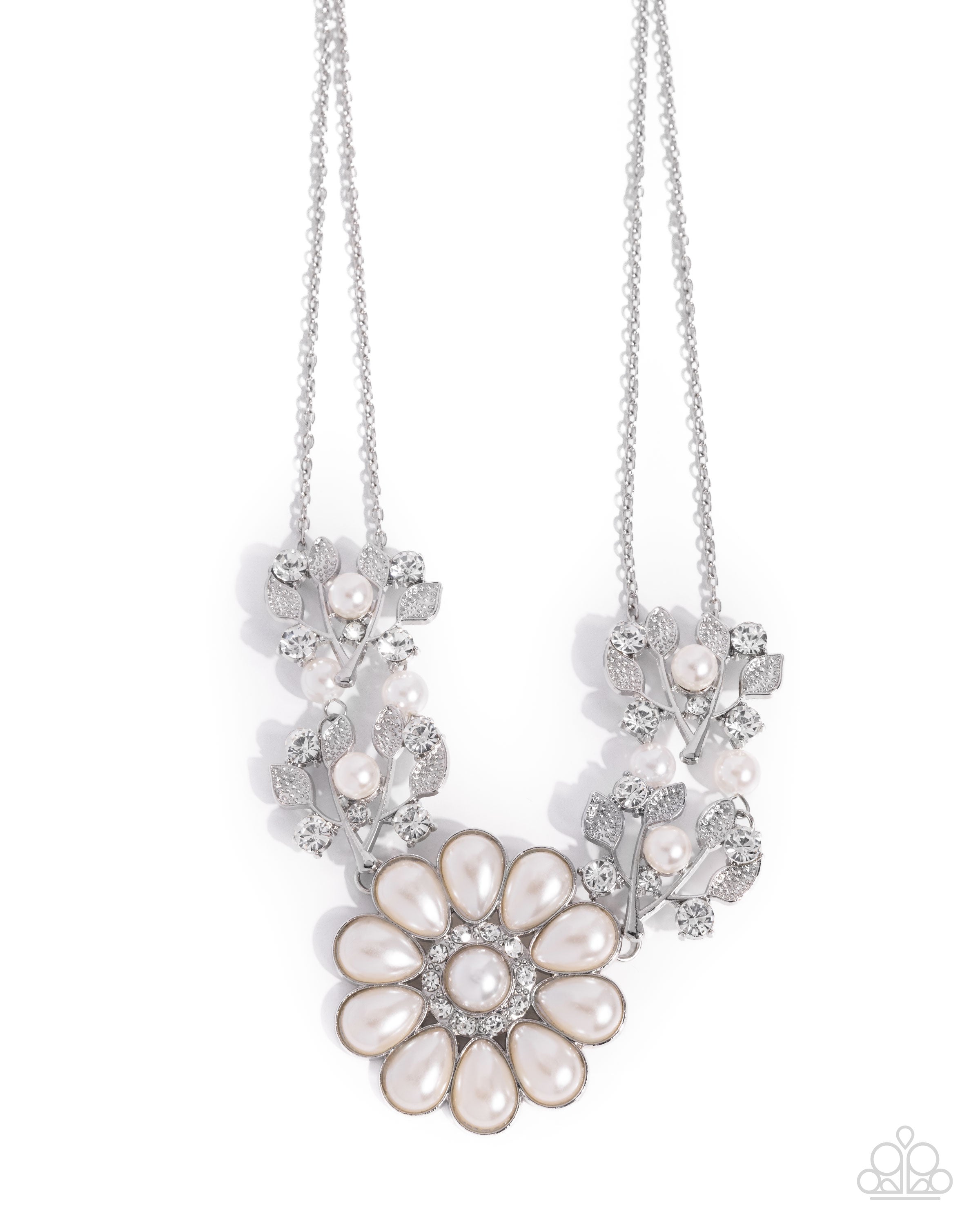 Sprouting Shimmer - white - Paparazzi necklace – JewelryBlingThing