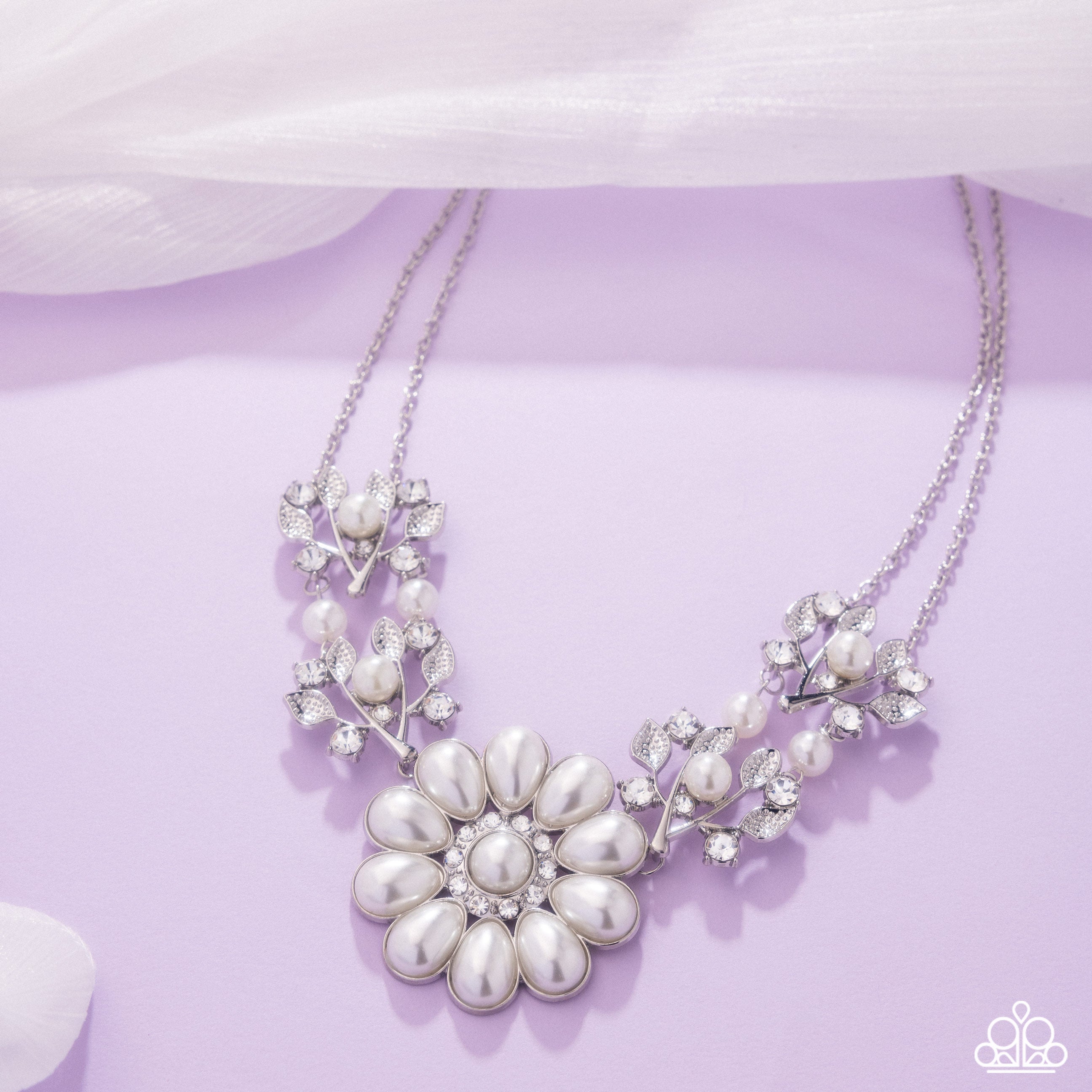 Sprouting Shimmer - white - Paparazzi necklace – JewelryBlingThing