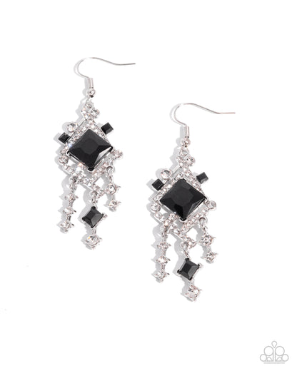Square Sashay - black - Paparazzi earrings