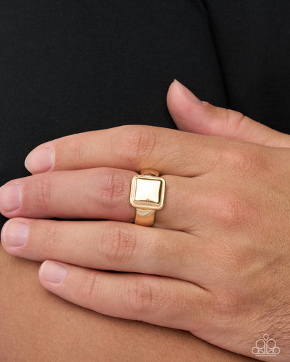 Square Sketch - gold - Paparazzi MENS ring