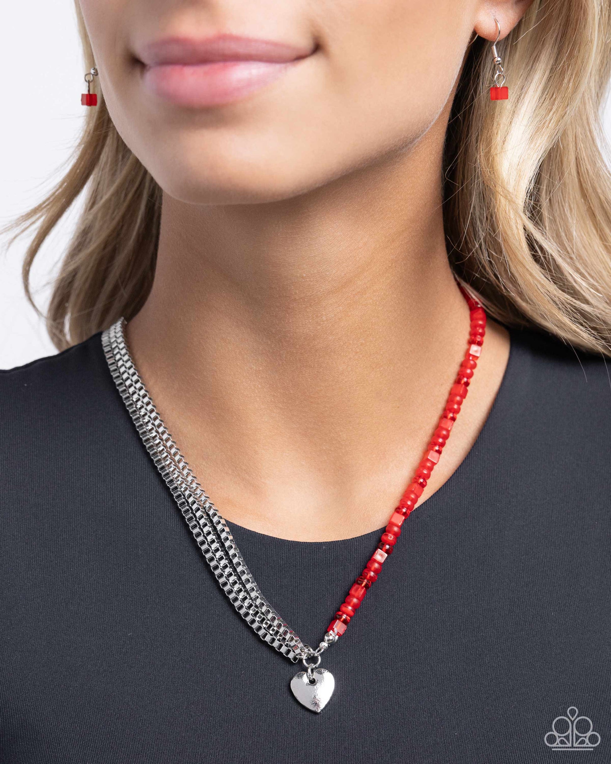 Squared Sweetheart - red - Paparazzi necklace