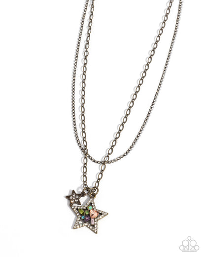 Stackable Stars - brass - Paparazzi necklace