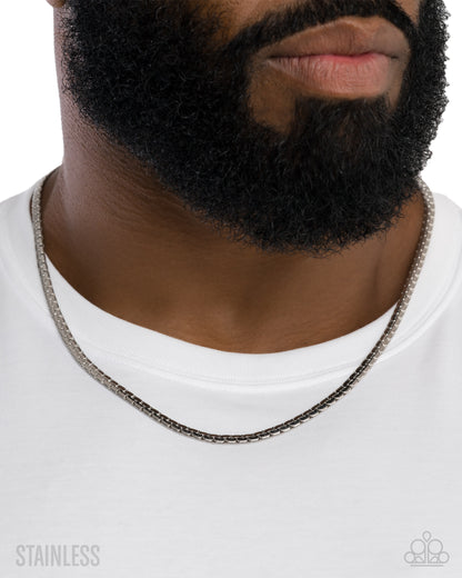 Stacked Scene - silver - Paparazzi MENS necklace