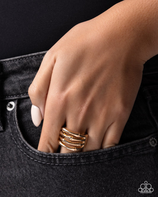 Stacked Service - gold - Paparazzi ring