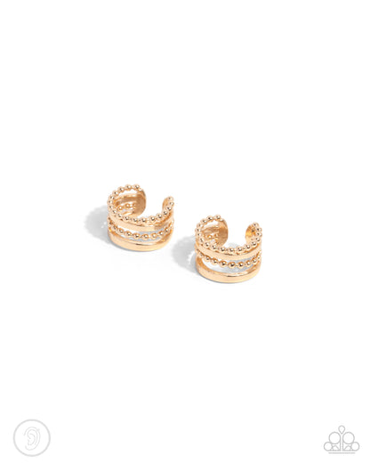 Stacked Spectacle - gold - Paparazzi ear cuff