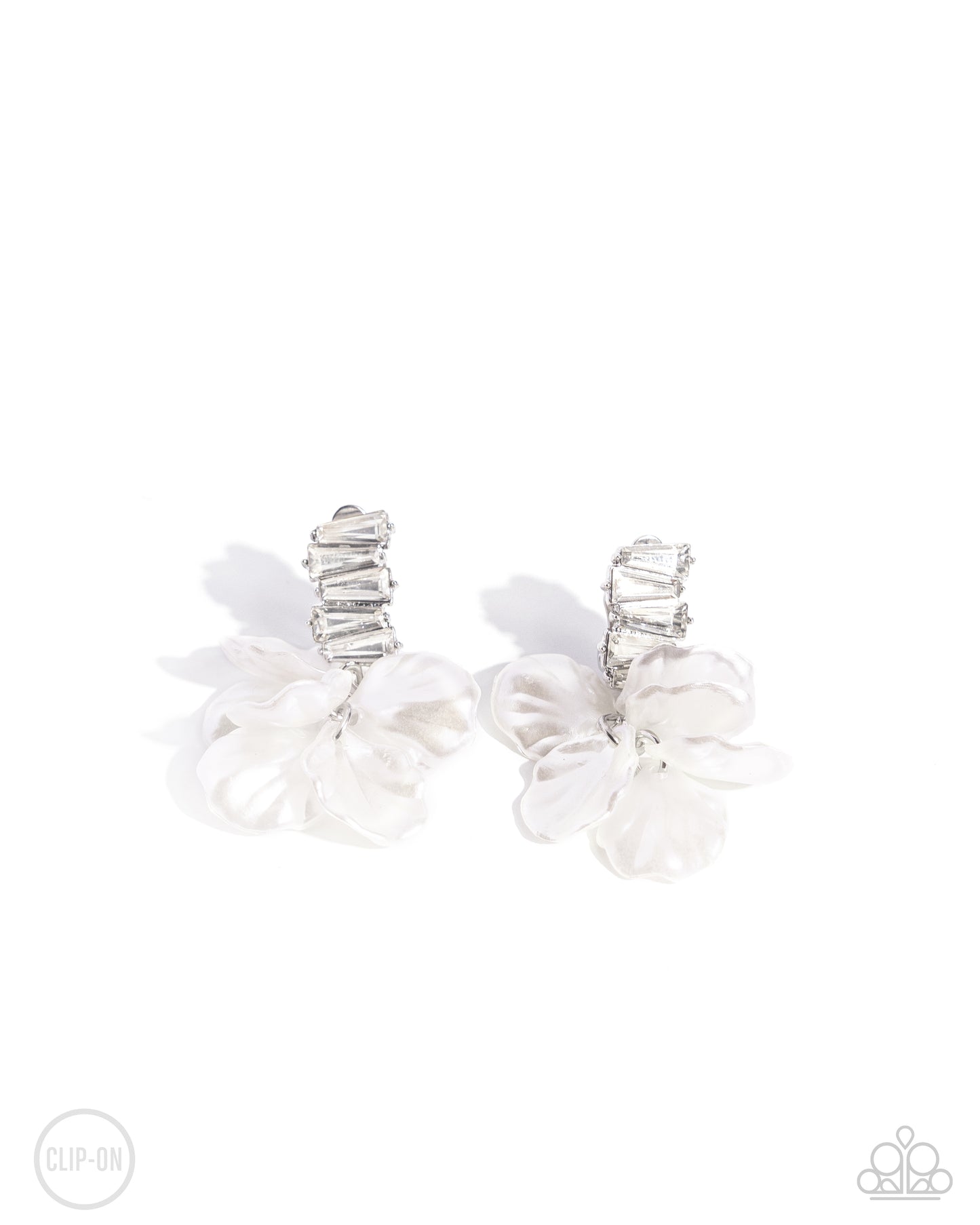 Stacked Sprigs - white - Paparazzi CLIP ON earrings