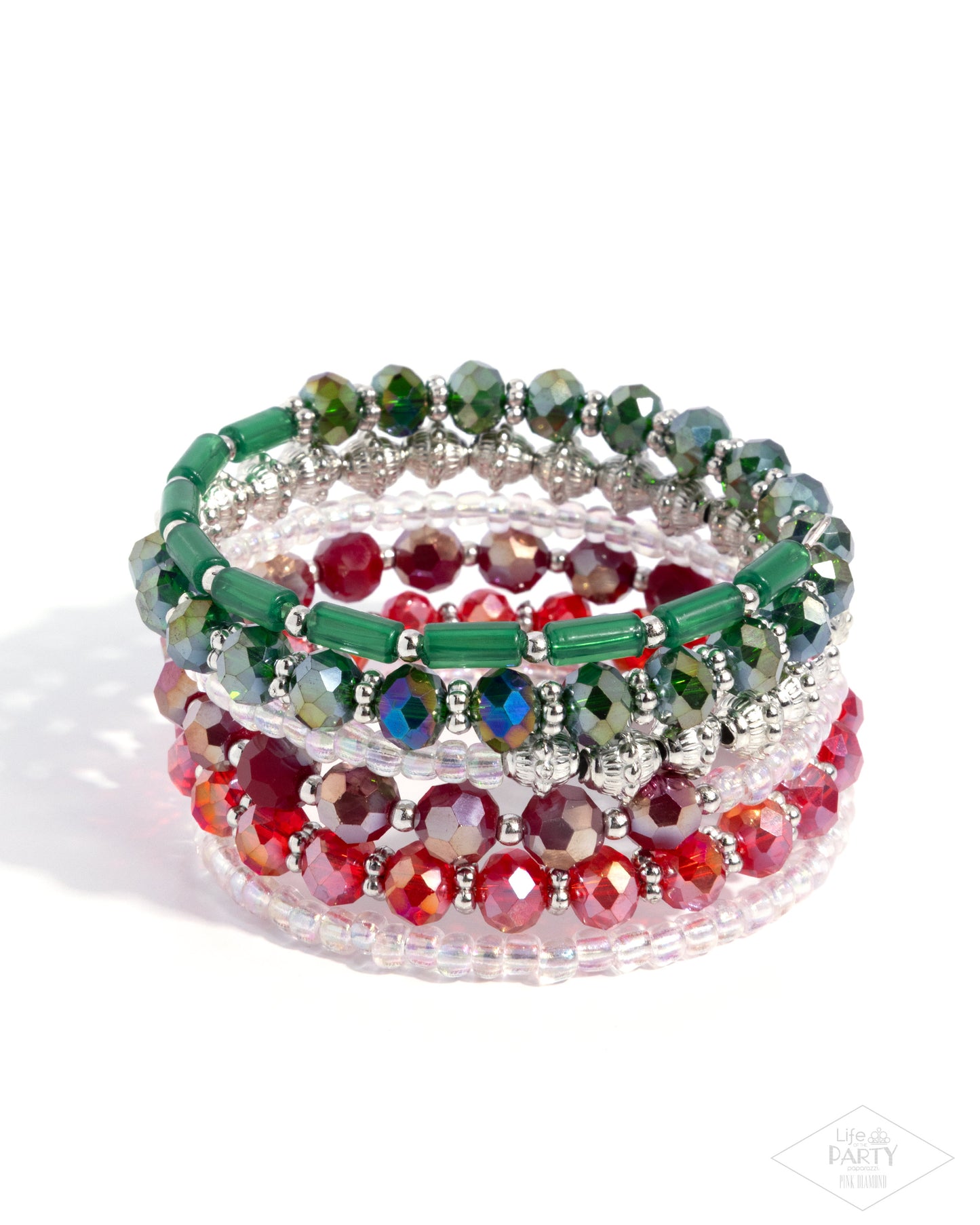 Stacked Surprise - multi (red) - Paparazzi bracelet