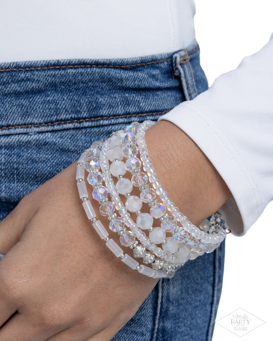 Stacked Surprise - white - Paparazzi bracelet