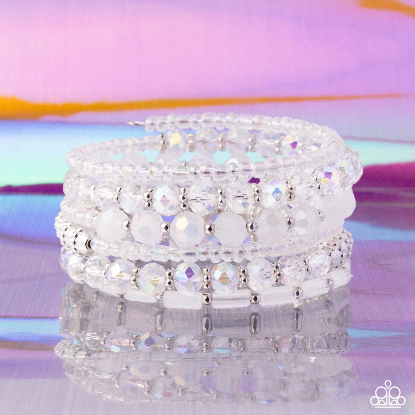 Stacked Surprise - white - Paparazzi bracelet