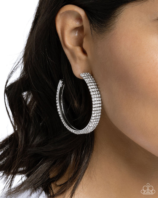 Stacked Symmetry - white - Paparazzi earrings