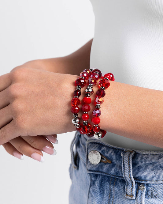 Stack of GLASS - red - Paparazzi bracelet