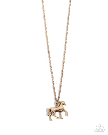 Stallion Statement - gold - Paparazzi necklace