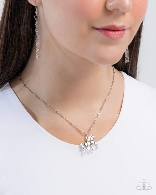 Stallion Statement - silver - Paparazzi necklace