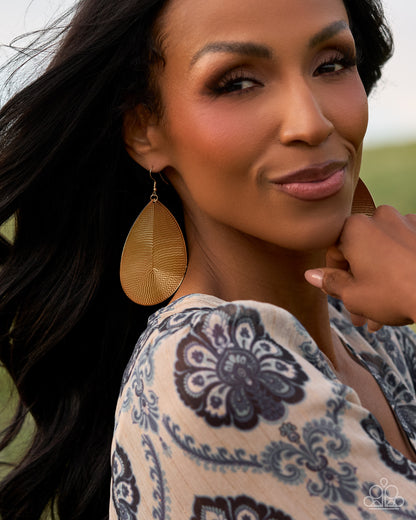 Stamped Sensation - gold - Paparazzi earrings