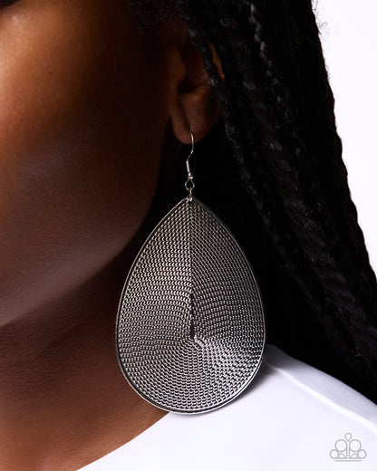 Stamped Sensation - silver - Paparazzi earrings