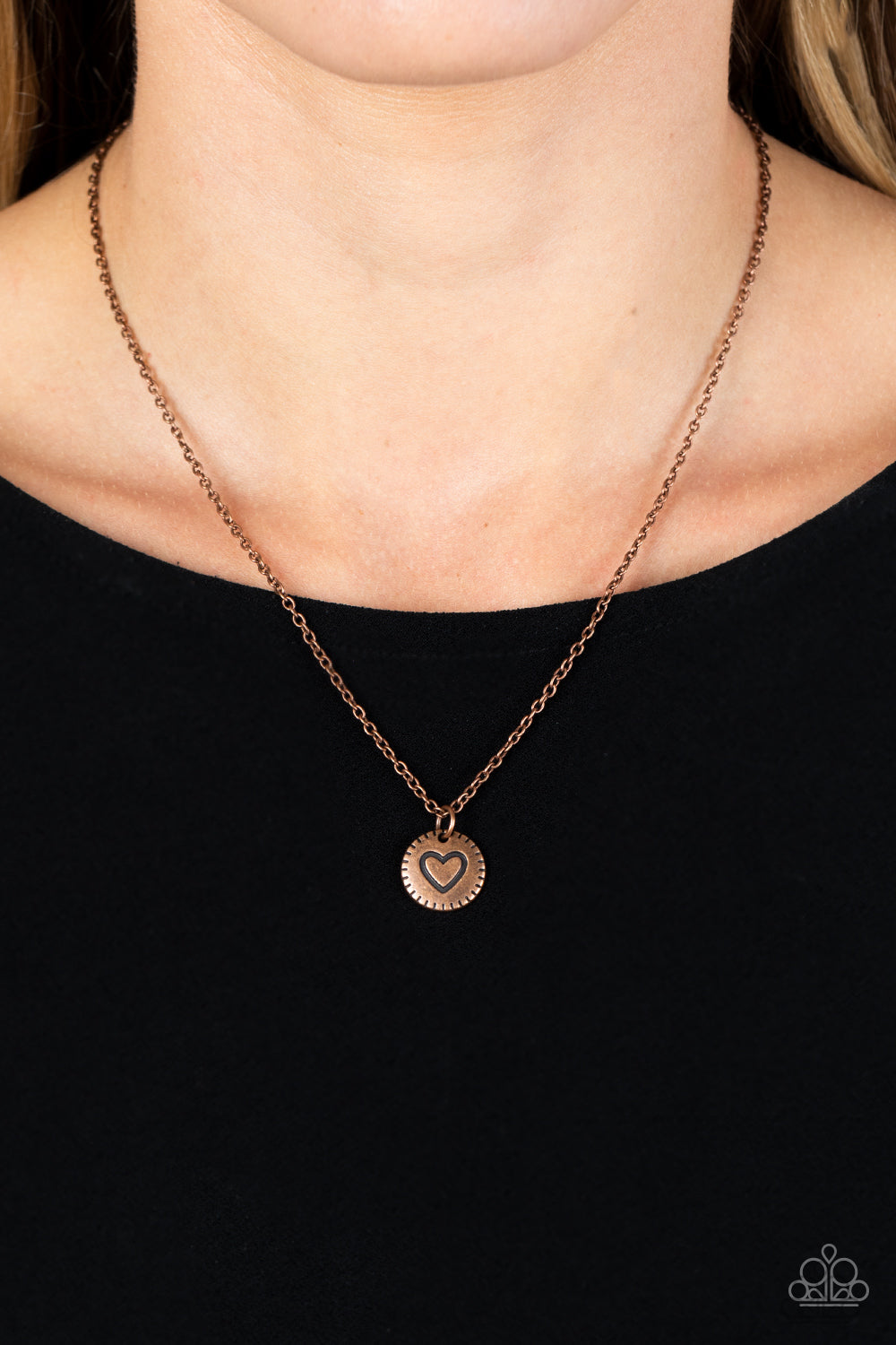 Stamped Sentiment - copper - Paparazzi necklace