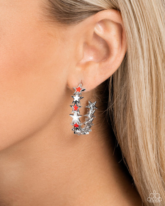 Star Spangled Statement - multi (red and white) - Paparazzi earrings