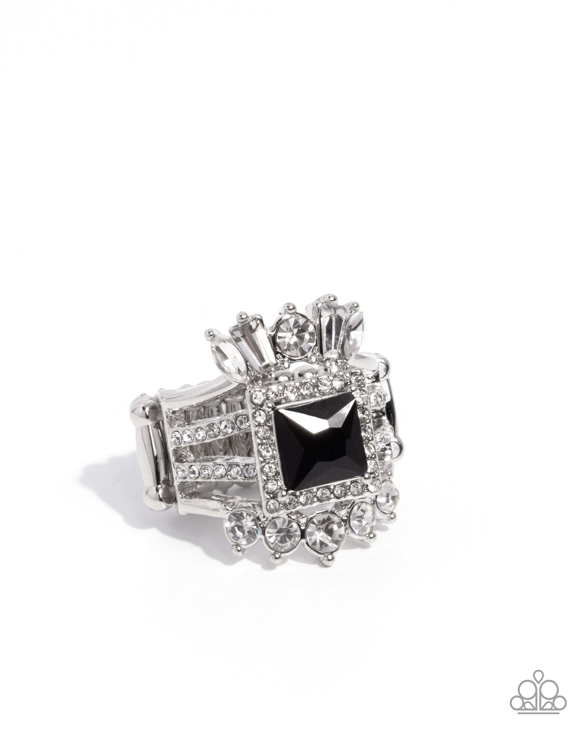 Stately Squares - black - Paparazzi ring