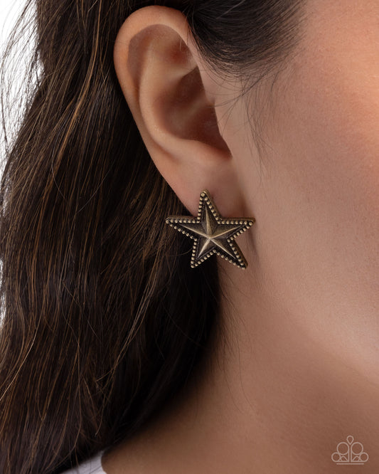 Staunch Studs - brass - Paparazzi earrings