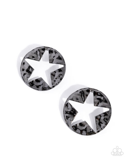 Stellar Saloon - black - Paparazzi earrings