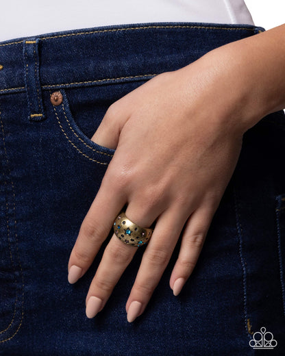 Stellar Scherzo - brass - Paparazzi ring