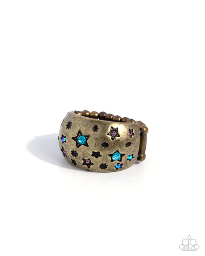 Stellar Scherzo - brass - Paparazzi ring