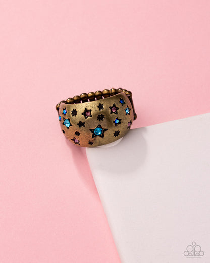 Stellar Scherzo - brass - Paparazzi ring