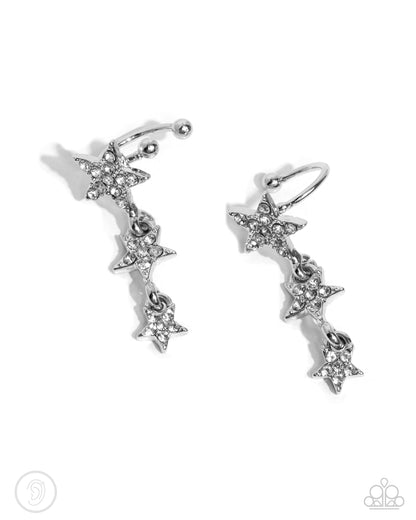 Stellar Surge - white - Paparazzi ear cuff