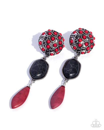 Stony Staple - red - Paparazzi earrings