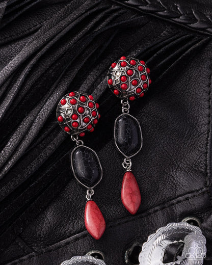 Stony Staple - red - Paparazzi earrings