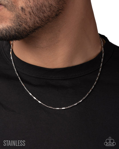Strategic Sheen - silver - Paparazzi MENS necklace
