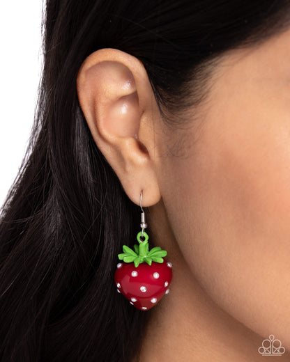 Strawberry Sentiment - red - Paparazzi earrings