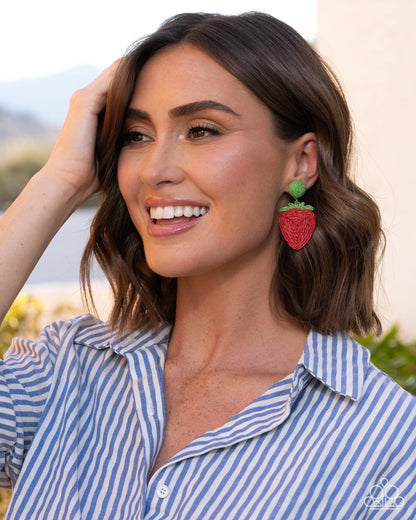 Strawberry Silhouette - red - Paparazzi earrings